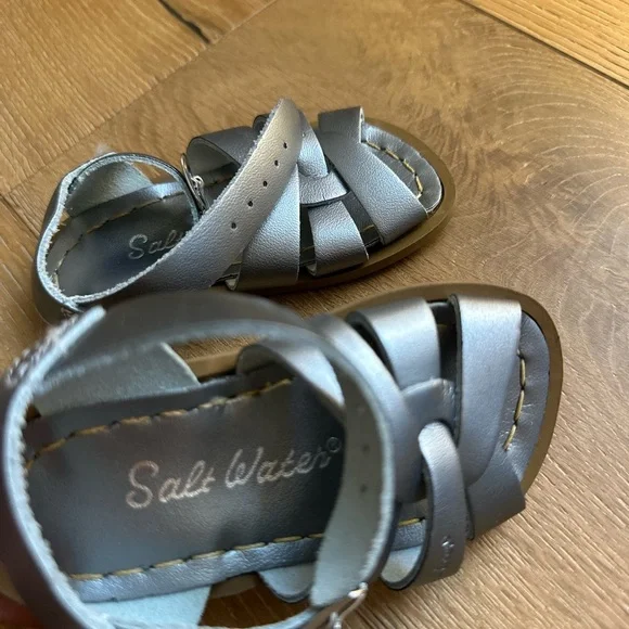 Salt Water Sandals by Hoy Silver Sandals with Adjustable Straps - Picture 6 of 7
